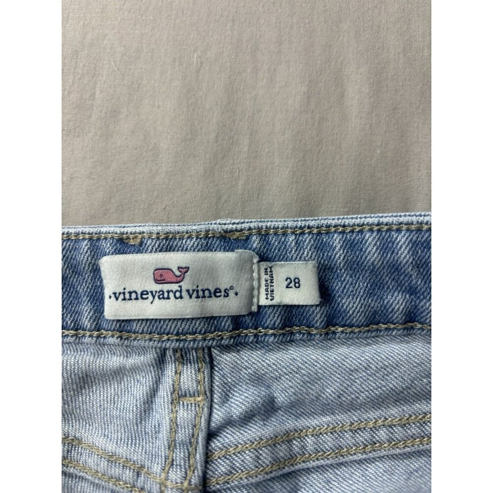 Vineyard Vines High Rise Straight Crop Jeans Light Wash Frayed Hem Womens 28 - Picture 6 of 7